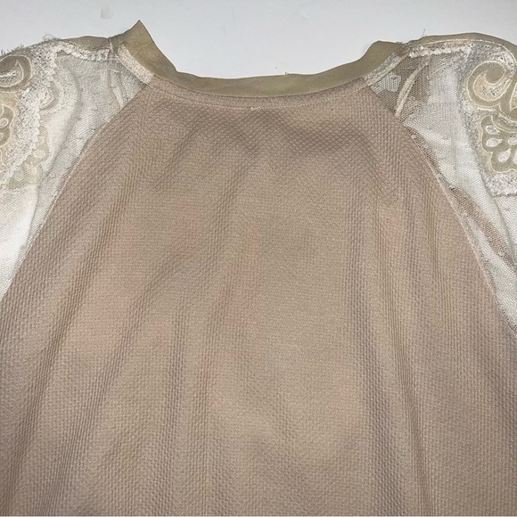 Free People Toni Lace Sheer Embroidered Long Sleeve Top in Oatmeal Sz S - Picture 14 of 16